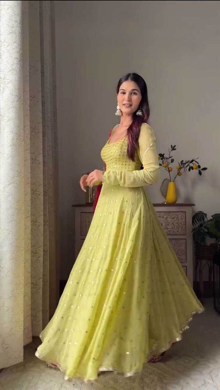 Faux Georgette Anarkali Gown Long Gown - MYLUXURY LANE ENTERPRISE